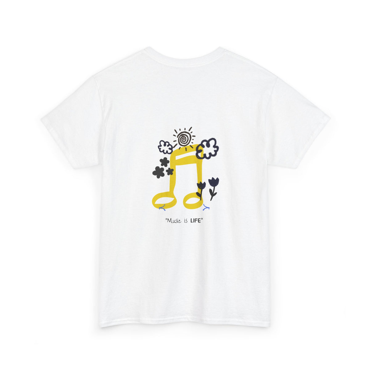 Music Is Life Graphic Tee — Sunny Musical Note Cotton T‑Shirt