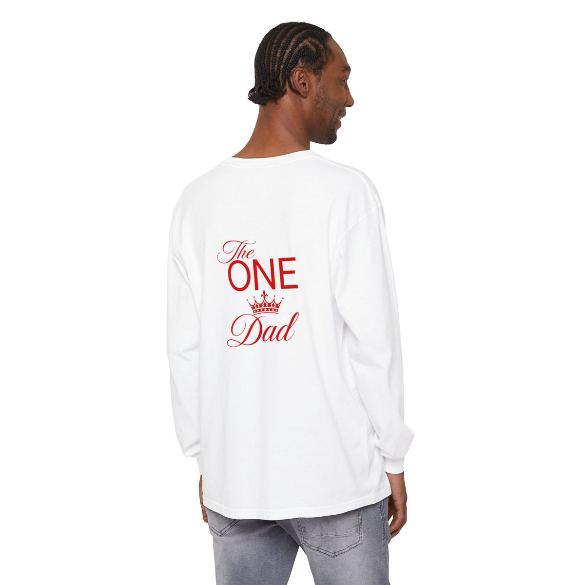 The One Dad Long Sleeve Tee — "The One" Crowned Father Design