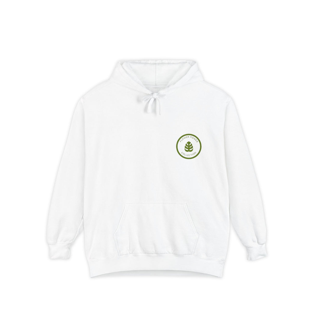 Minimal Leaf Emblem Hoodie — Organic Plant Graphic Chest Logo