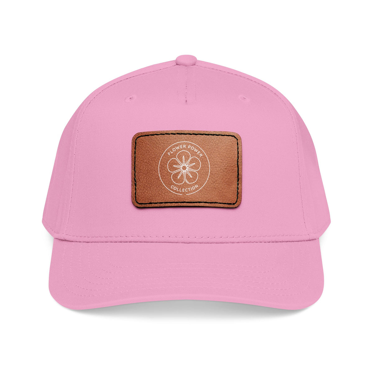 Mid Profile Baseball Cap with Leather Patch (Rectangle)