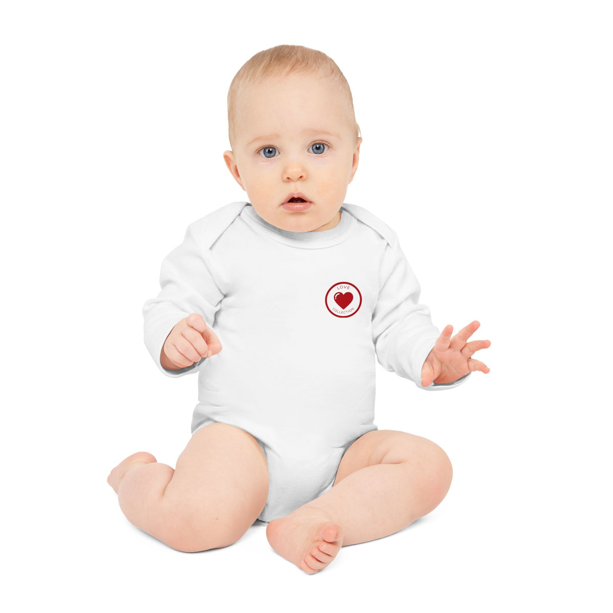 Baby Bodysuit - "Little Prince" Long Sleeve Organic Infant Onesie with Crown & Heart