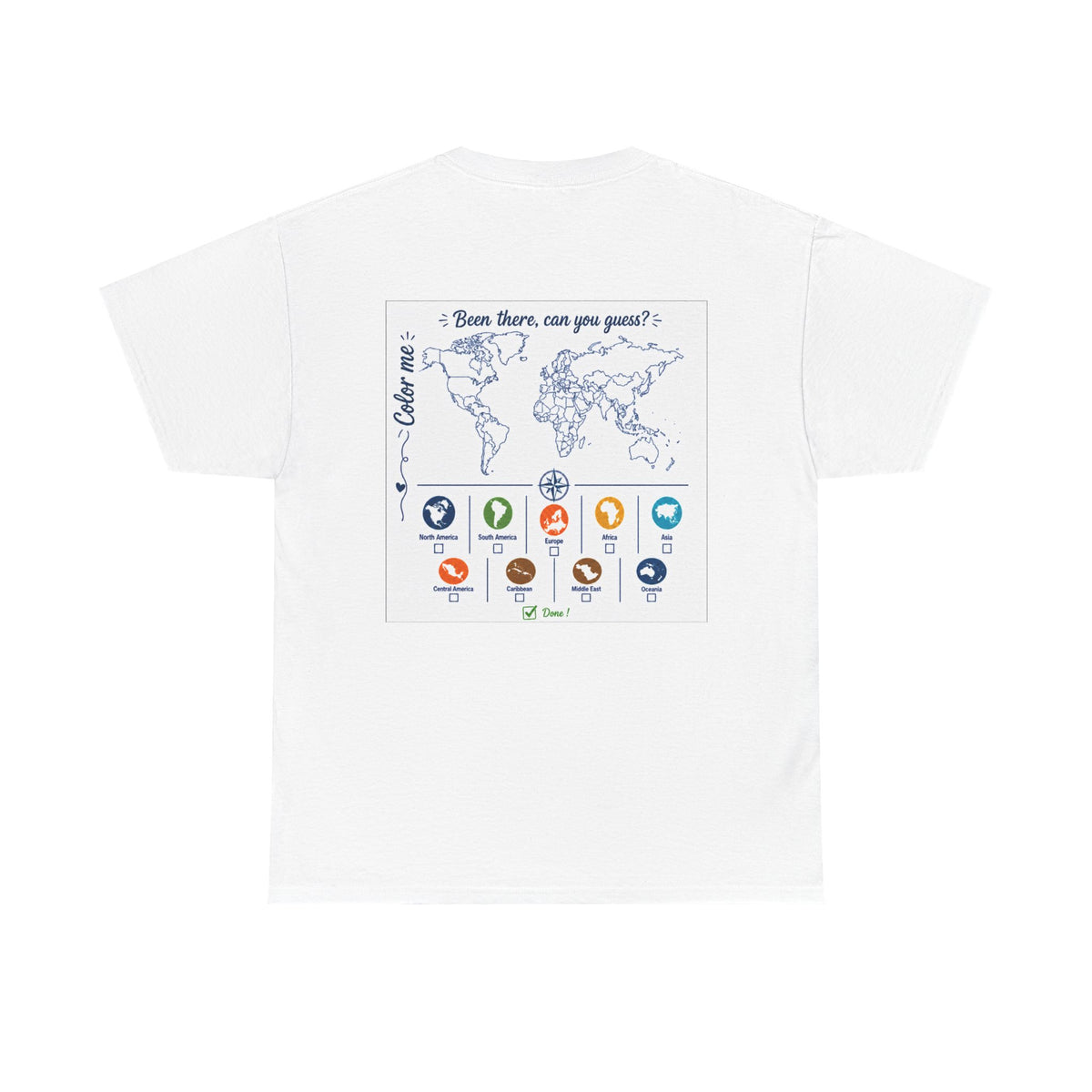 Travel Stamp Map T‑Shirt — "Been There, Can You Guess?" World Travel Tee