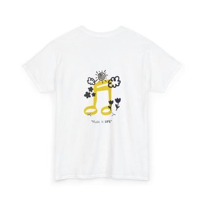 Music Is Life Graphic Tee — Sunny Musical Note Cotton T‑Shirt