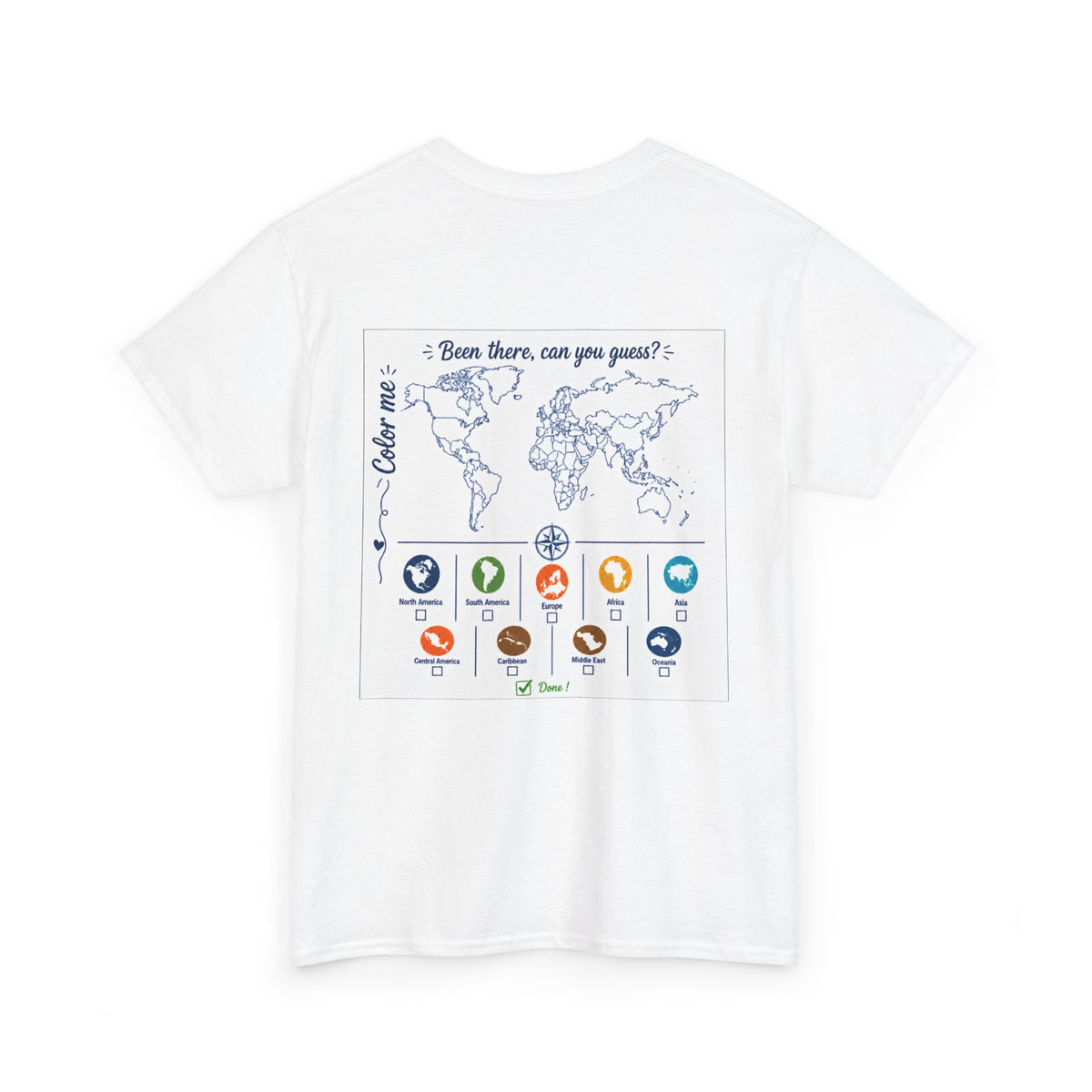 Travel Stamp Map T‑Shirt — "Been There, Can You Guess?" World Travel Tee