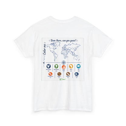 Travel Stamp Map T‑Shirt — "Been There, Can You Guess?" World Travel Tee