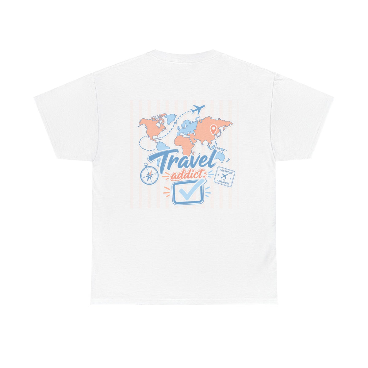 Travel Addict T-Shirt — World Map Passport Boarding Pass Tee