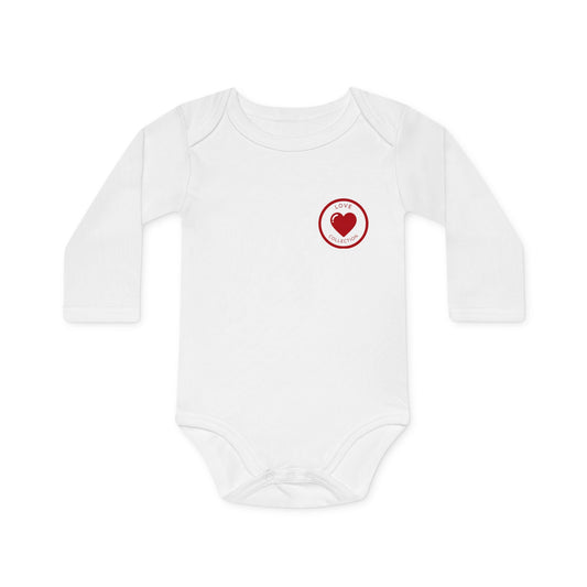 Baby Bodysuit - "Little Prince" Long Sleeve Organic Infant Onesie with Crown & Heart