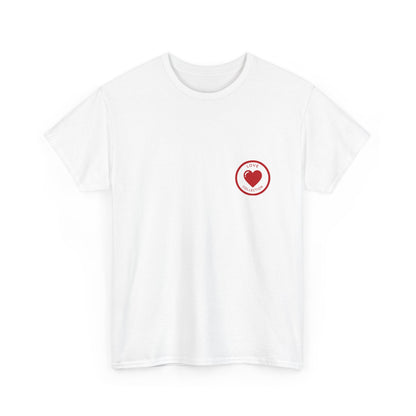 Love Is Patient T-Shirt — Christian Script Tee with Heart Badge