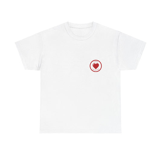Love Is Patient T-Shirt — Christian Script Tee with Heart Badge