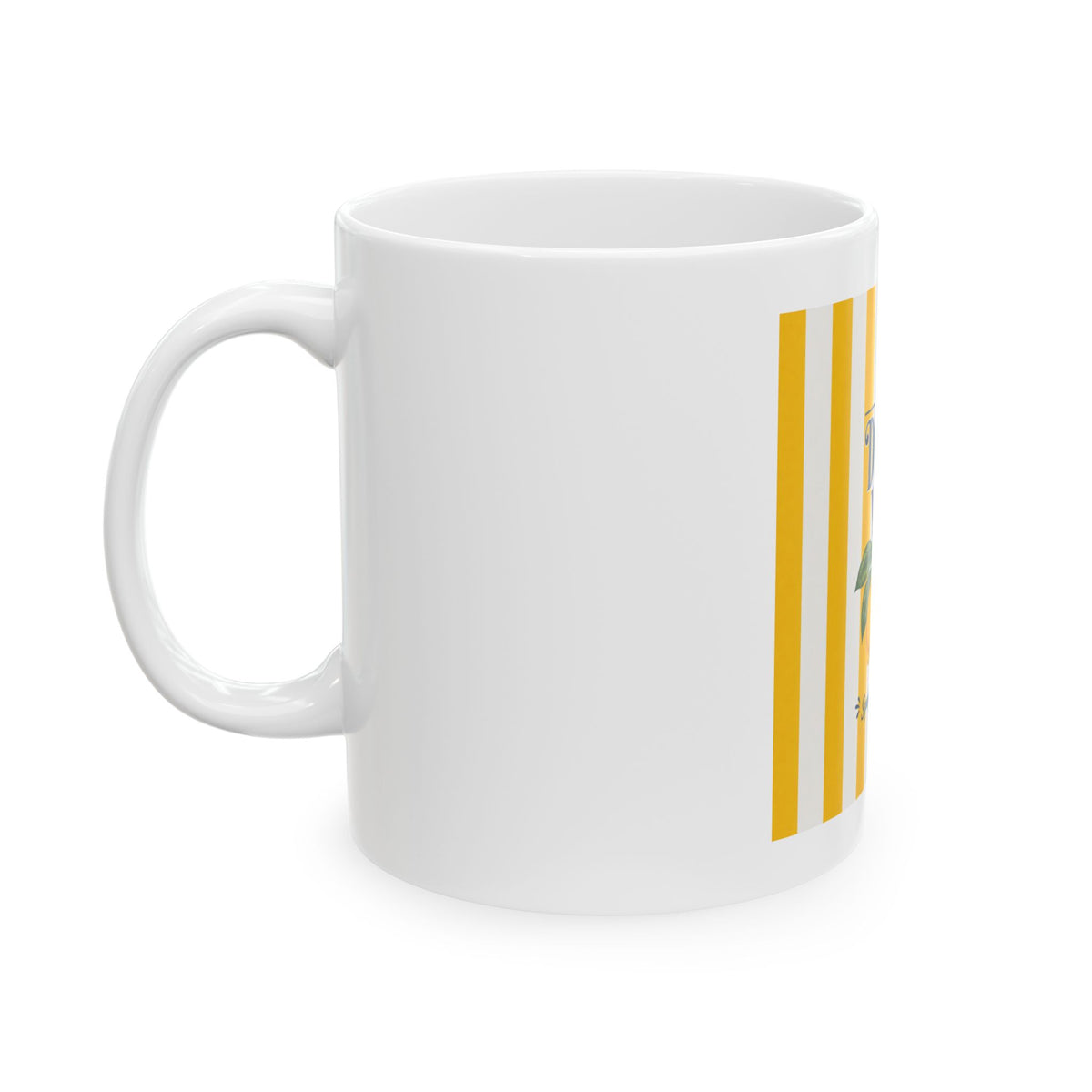 Dolce Vita Lemon Ceramic Mug – Vintage Striped Coffee Cup (11oz & 15oz)