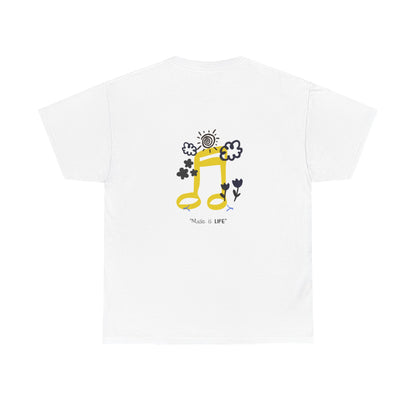 Music Is Life Graphic Tee — Sunny Musical Note Cotton T‑Shirt