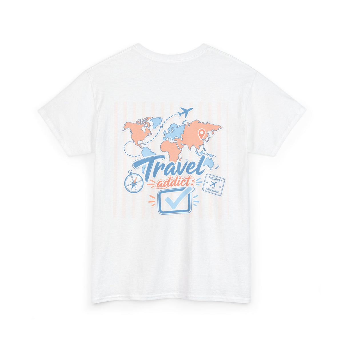 Travel Addict T-Shirt — World Map Passport Boarding Pass Tee