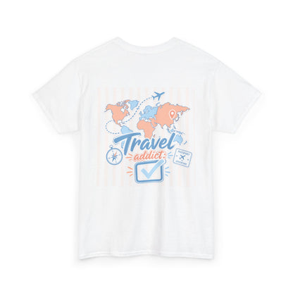 Travel Addict T-Shirt — World Map Passport Boarding Pass Tee