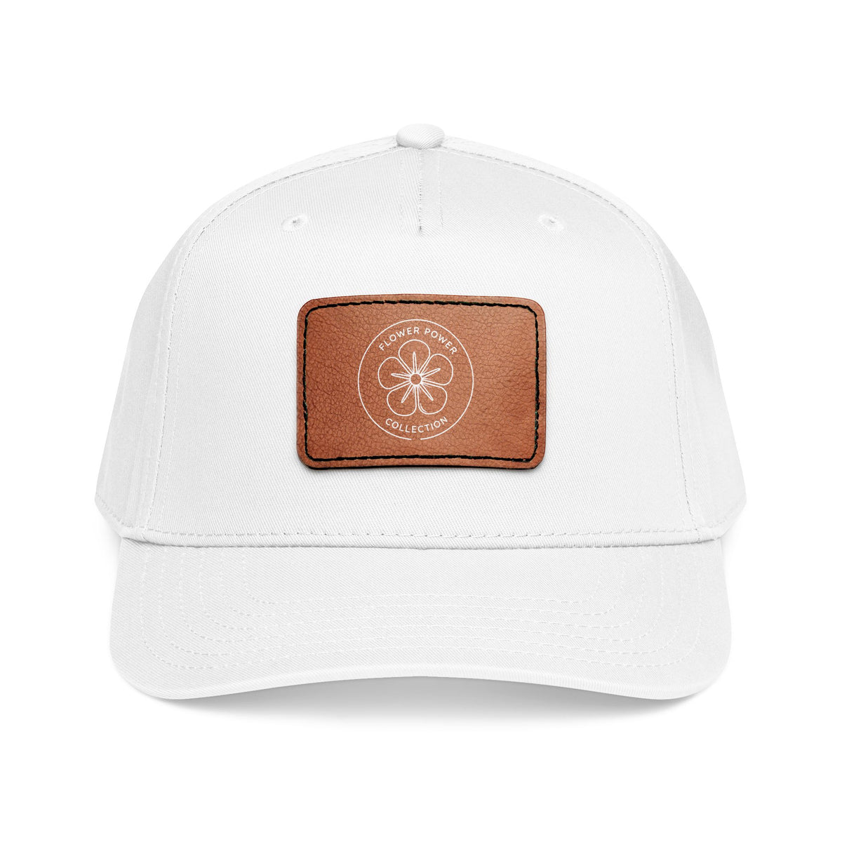 Mid Profile Baseball Cap with Leather Patch (Rectangle)