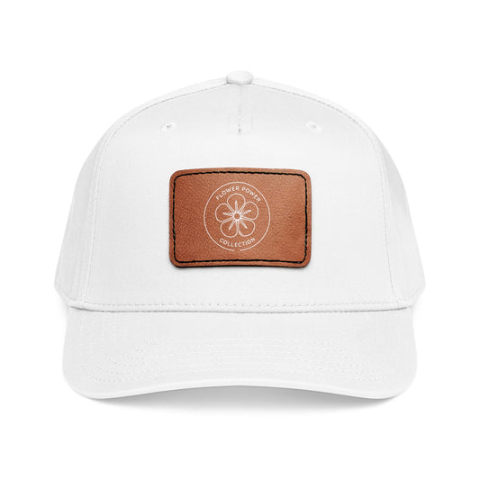 Mid Profile Baseball Cap with Leather Patch (Rectangle)